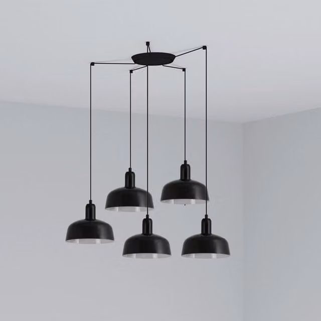TATAWIN S 5L, Lampada a Sospensione per Interni, Faro Barcelona Colore: Nero