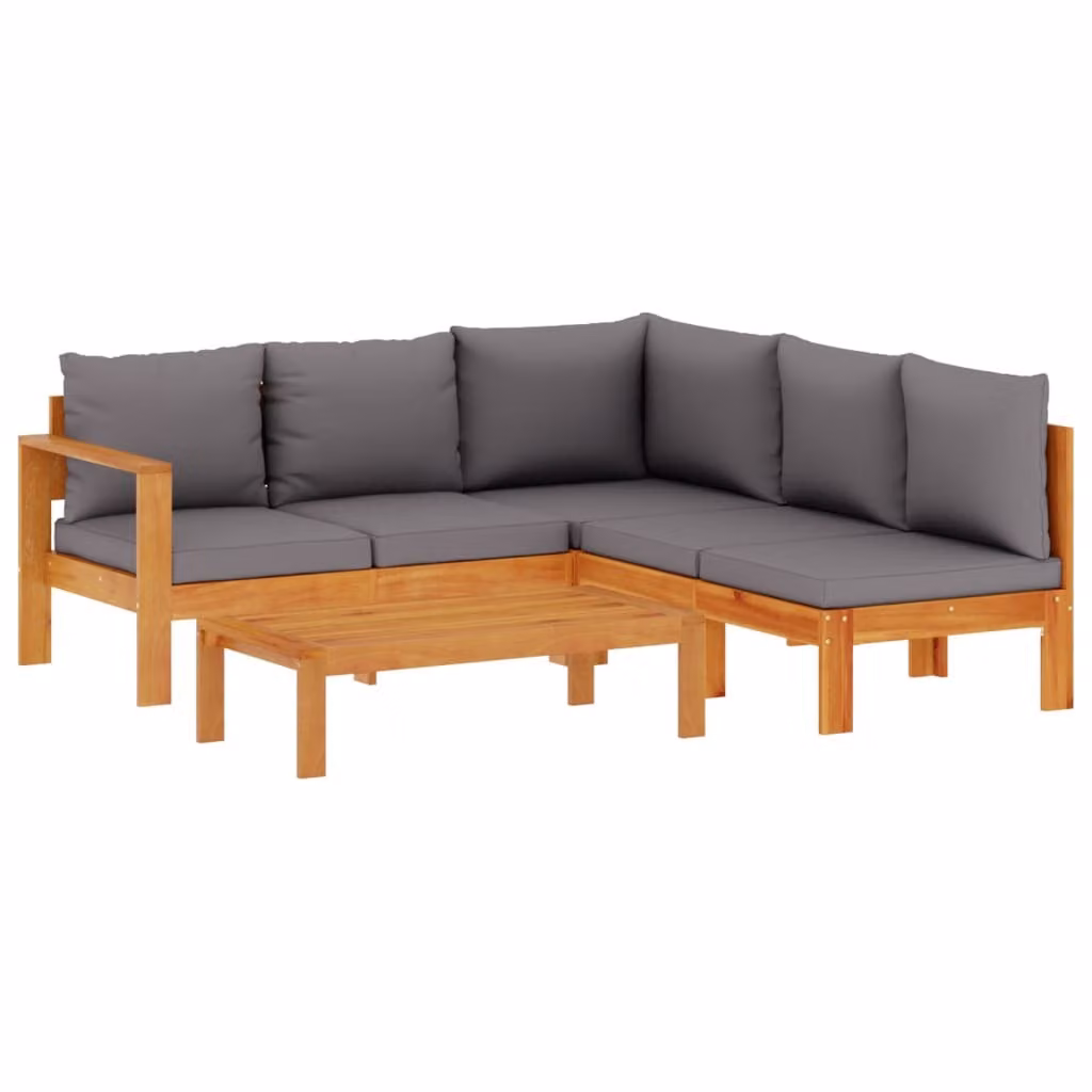 Set Divani da Giardino 4pz con Cuscini Legno Massello di Acacia