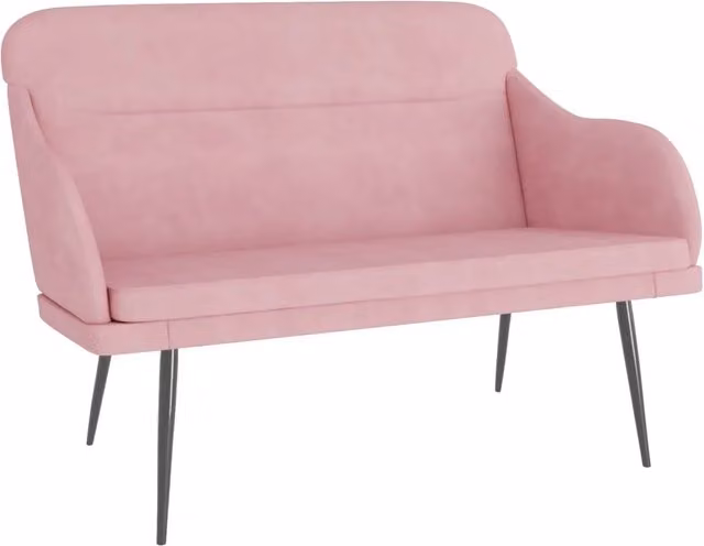 Panca moderna in velluto rosa con braccioli DESIGN IN L: 110 cm, P: 76 cm, H: 80 cm – 1