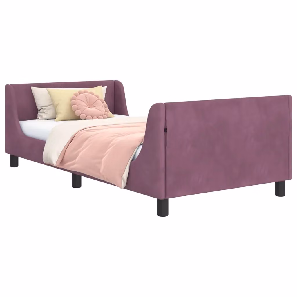 Struttura letto per bambini vidaXL in velluto viola con testata e scomparti laterali L/P/H: 205 x 80 x 60 cm – 2