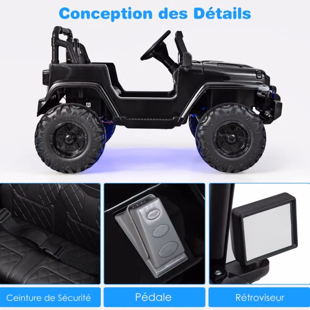 Auto elettrica Volkswagen per bambini con telecomando 2.4G, 2 motori e Bluetooth, colore nero, L 95 x P 56 x H 47 cm – 2