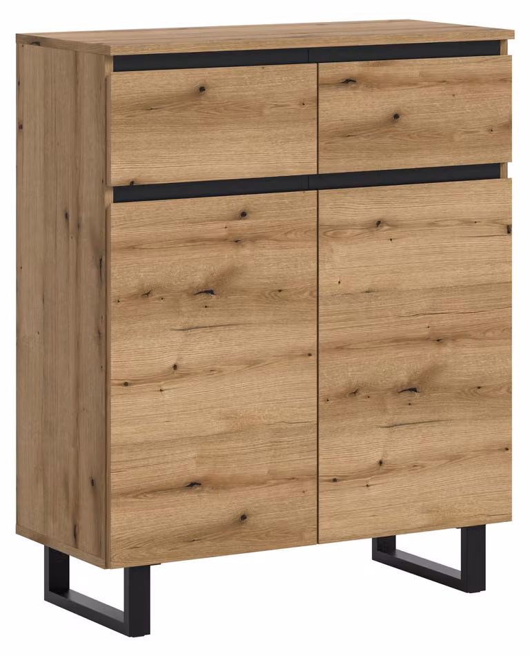 xonox.home Cassettiera Tomasa L/A/D: 80x99x36 cm in riproduzione Rovere Evoke e nero