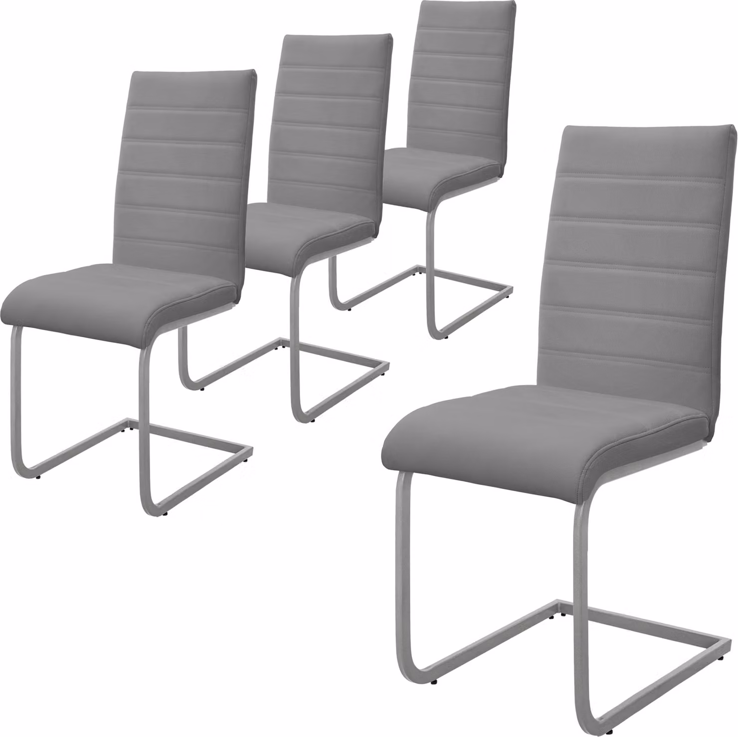 ML-Design set di 4 sedie da pranzo con schienale, grigio, in Pelle finta