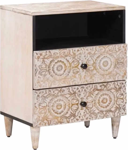 Mobiletto da camera da letto in legno di mango stile rustico vidaXL L/P/H: 50 x 33 x 60 cm