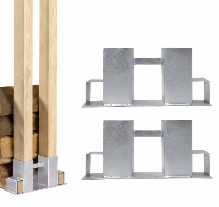 Set di 2 supporti per legna in acciaio zincato a caldo 34x10x15 cm Supporto per legna