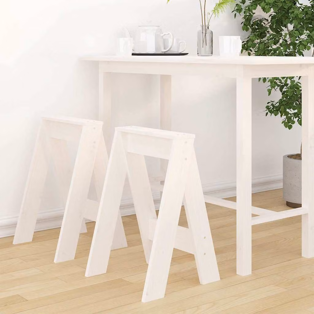 Set di 2 sgabelli bianchi vidaXL in legno di pino massello, L/P/H: 40 x 40 x 60 cm