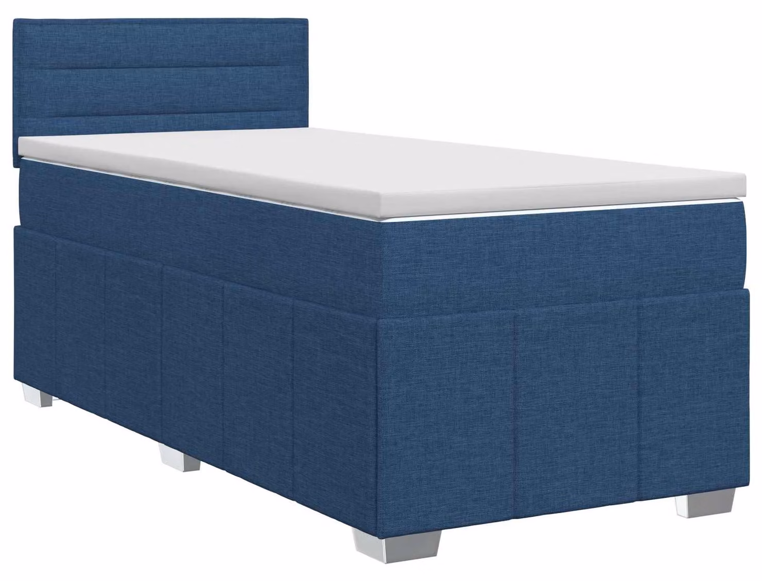 vidaXL Letto a molle con materasso e testiera blu 90 x 200 cm in tessuto