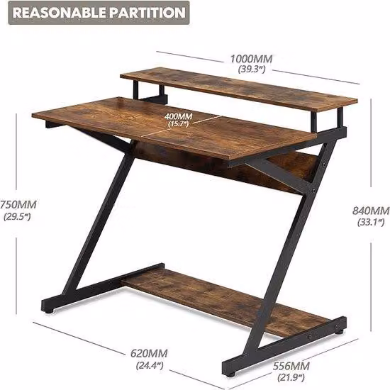 Tavolo da lavoro in legno, sedia da ufficio, postazione per laptop, tavolo da lavoro, tavolo da pranzo, tavolo da gaming, 100x60x84 cm