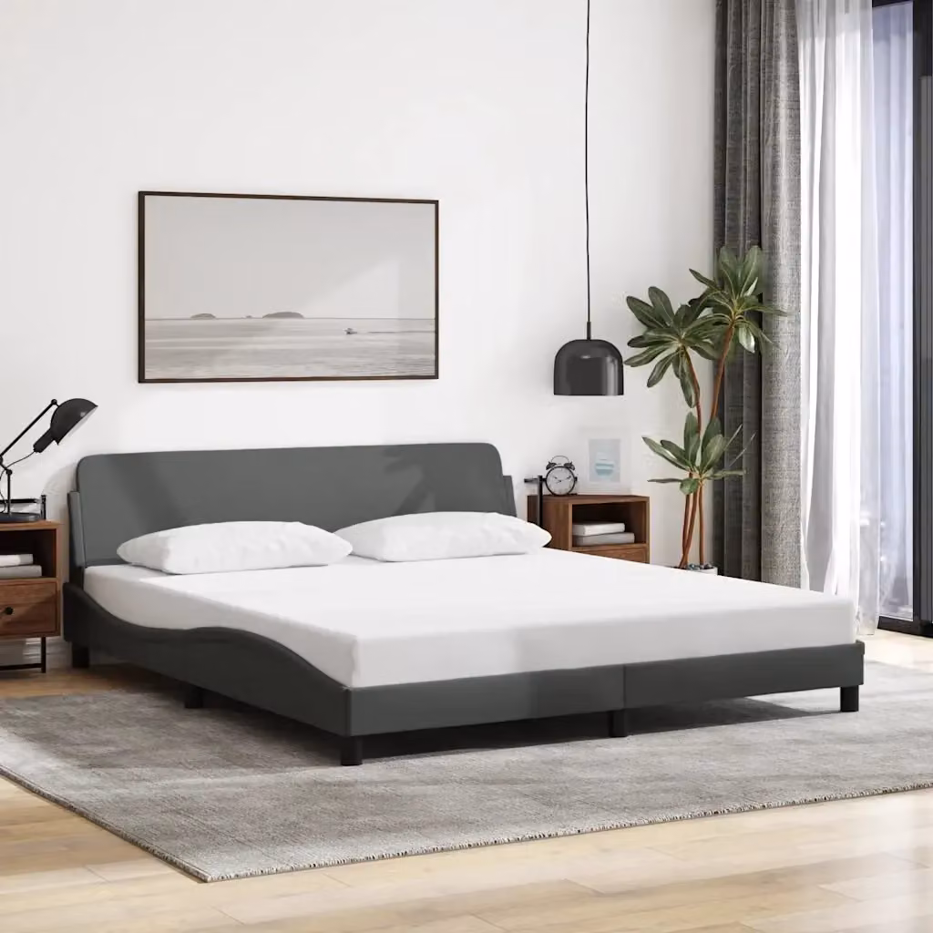 Letto matrimoniale Dover Grigio Scuro in tessuto con struttura in legno e metallo L/P/H: 180 x 200 x 74.5 cm – 2