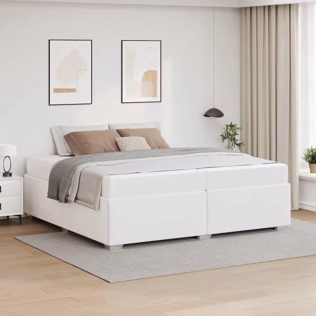 Struttura del letto moderna con materasso vidaXL in tessuto bianco 200 x 200 cm – 1