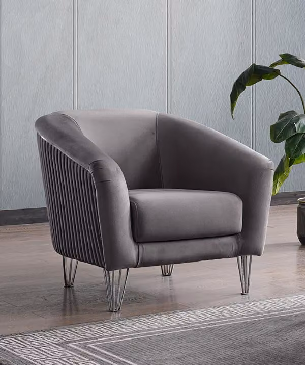 Sessel Design Couch Sofa Relax Hochwertig Textil Polster Sitzer Luxus Grau