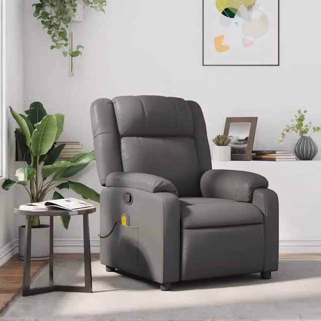 Poltrona Reclinabile Relax vidaXL in Similpelle Grigia con Braccioli