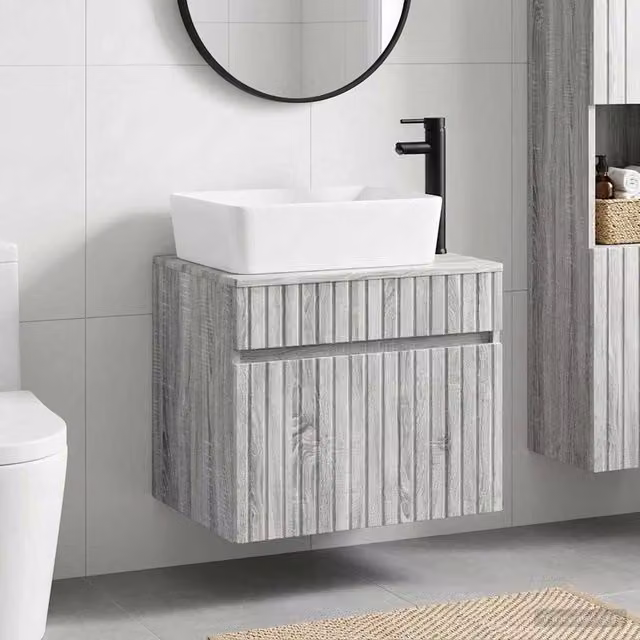 Set di mobili per il bagno Sonoma grigio Legno ingegnerizzato 3404306