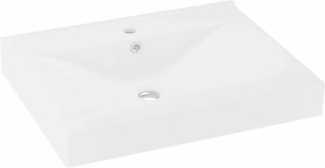 Lavandino-Lavello con Foro Rubinetto Bianco Opaco 60x46 cm in Ceramica