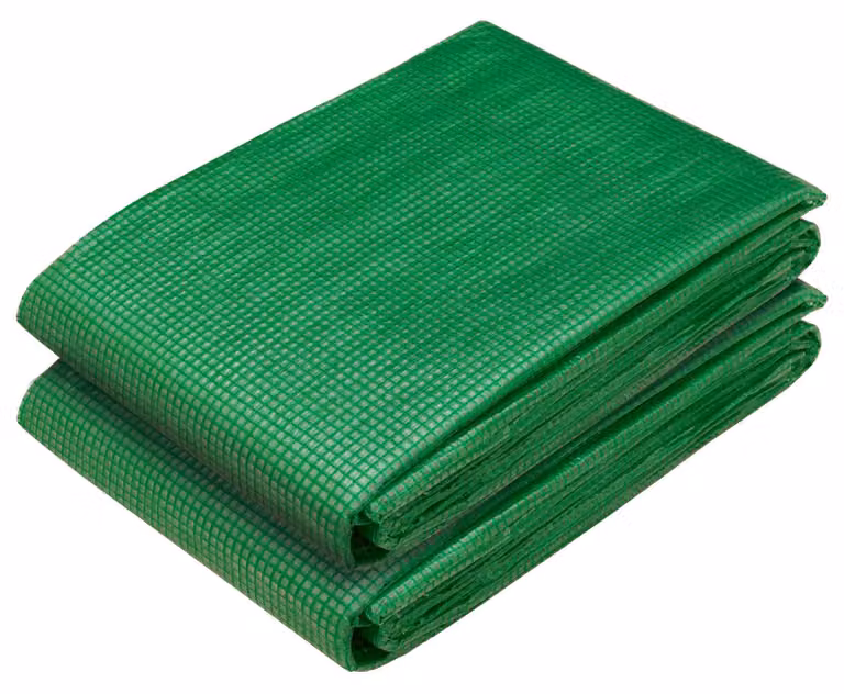 Telo in plastica verde con occhielli, 2 pezzi, dimensioni 3 x 3 metri, grammatura 260 g/m²