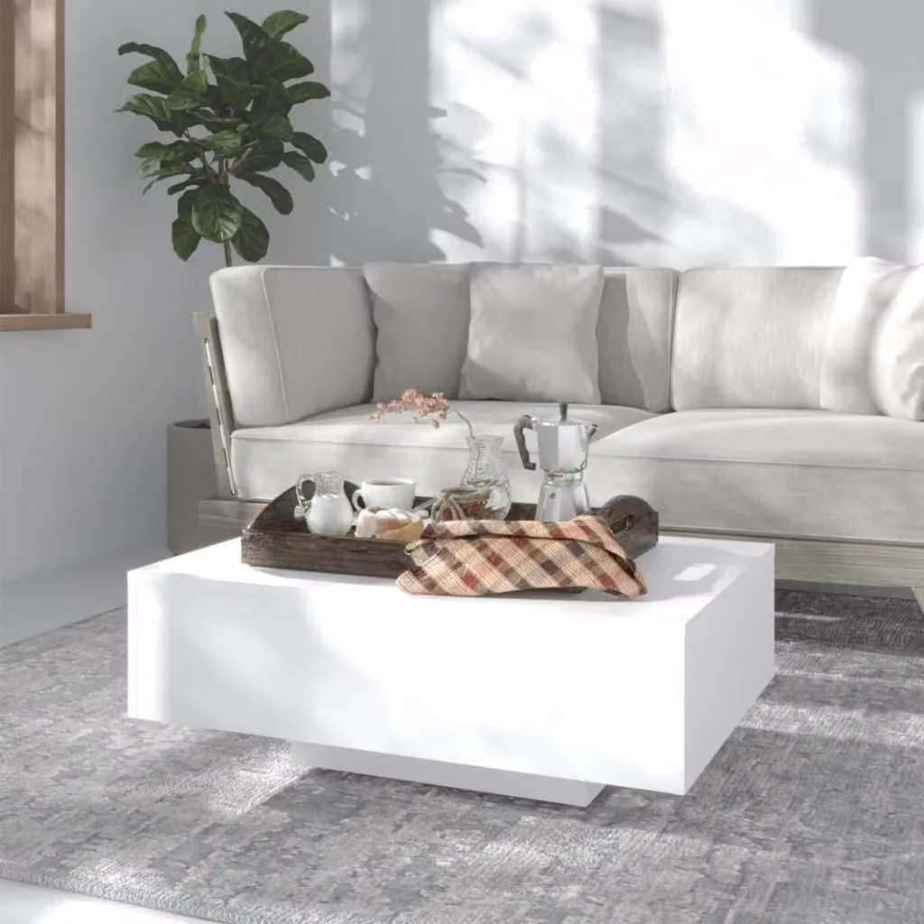 Tavolino The Living Store bianco 85x55x31 cm in materiale ligneo