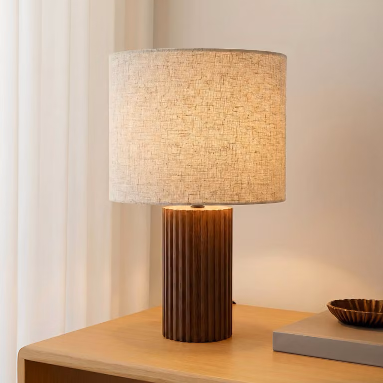 Lampada da tavolo Kimiko Lindby, Legno scuro, Soggiorno / Sala da pranzo, Legno, Scandinavo, Lampada da tavolo
