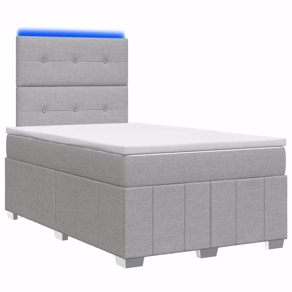 Letto Box Spring vidaXL con Materasso a Molle Pocket e Illuminazione LED, Grigio e Bianco, L/P: 120 x 200 cm – 2