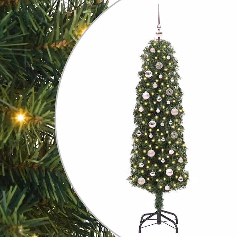 Albero di Natale artificiale moderno vidaXL verde con 150 LED luce bianca calda, Altezza: 150 cm