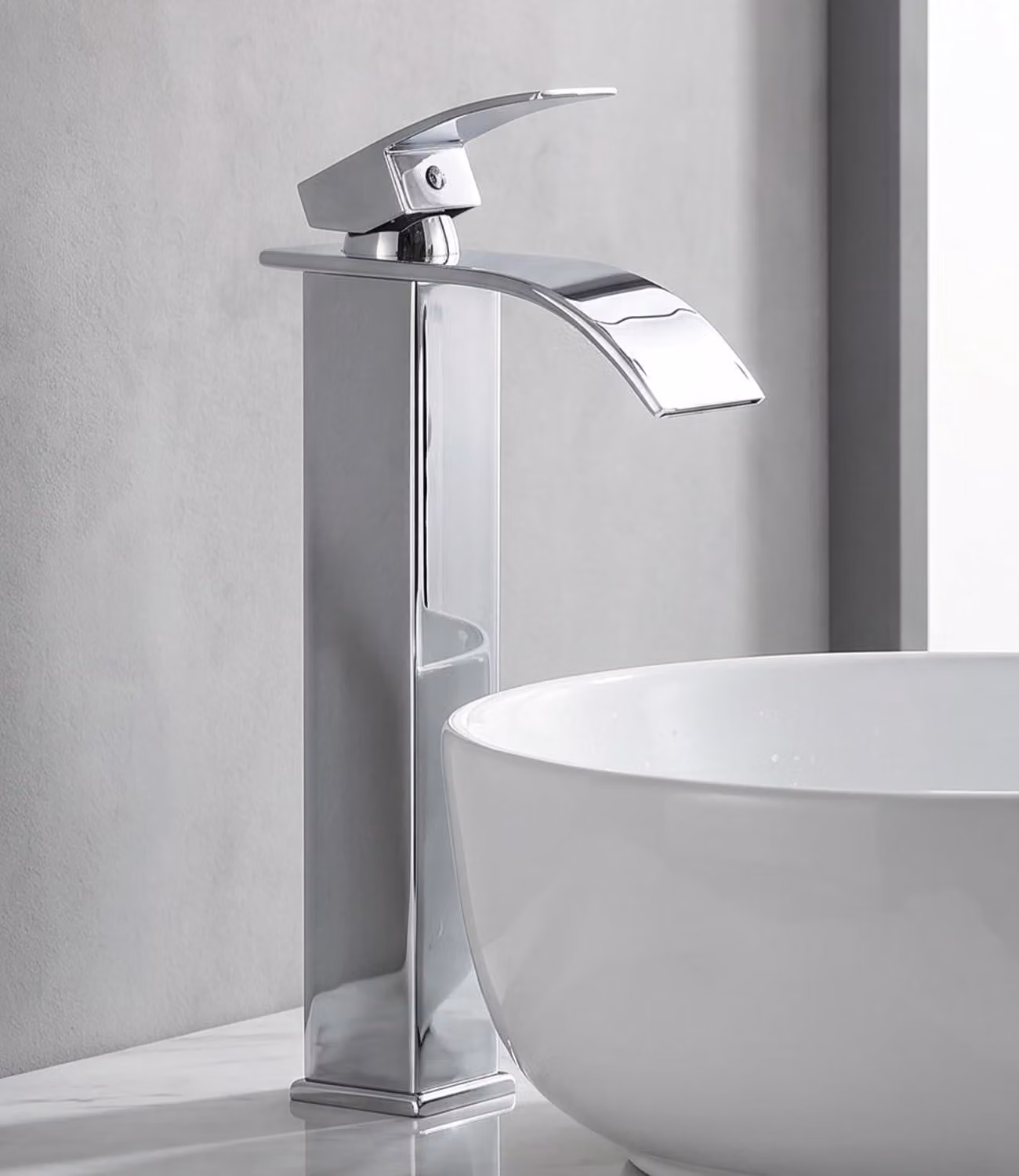 Rubinetto a cascata per lavabo - Miscelatore monocomando - Cromo