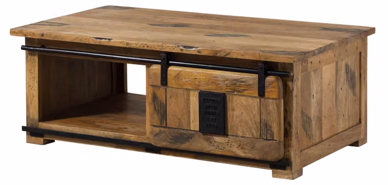 MASSIVMOEBEL24 | Couchtisch Mango 120x70x45 natur lackiert RAILWAY #1007