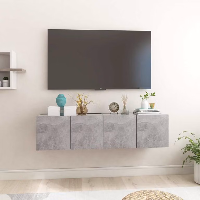 Set di 2 mobili pensili porta TV vidaXL in stile moderno, colore grigio, L 60 cm x P 30 cm x H 30 cm