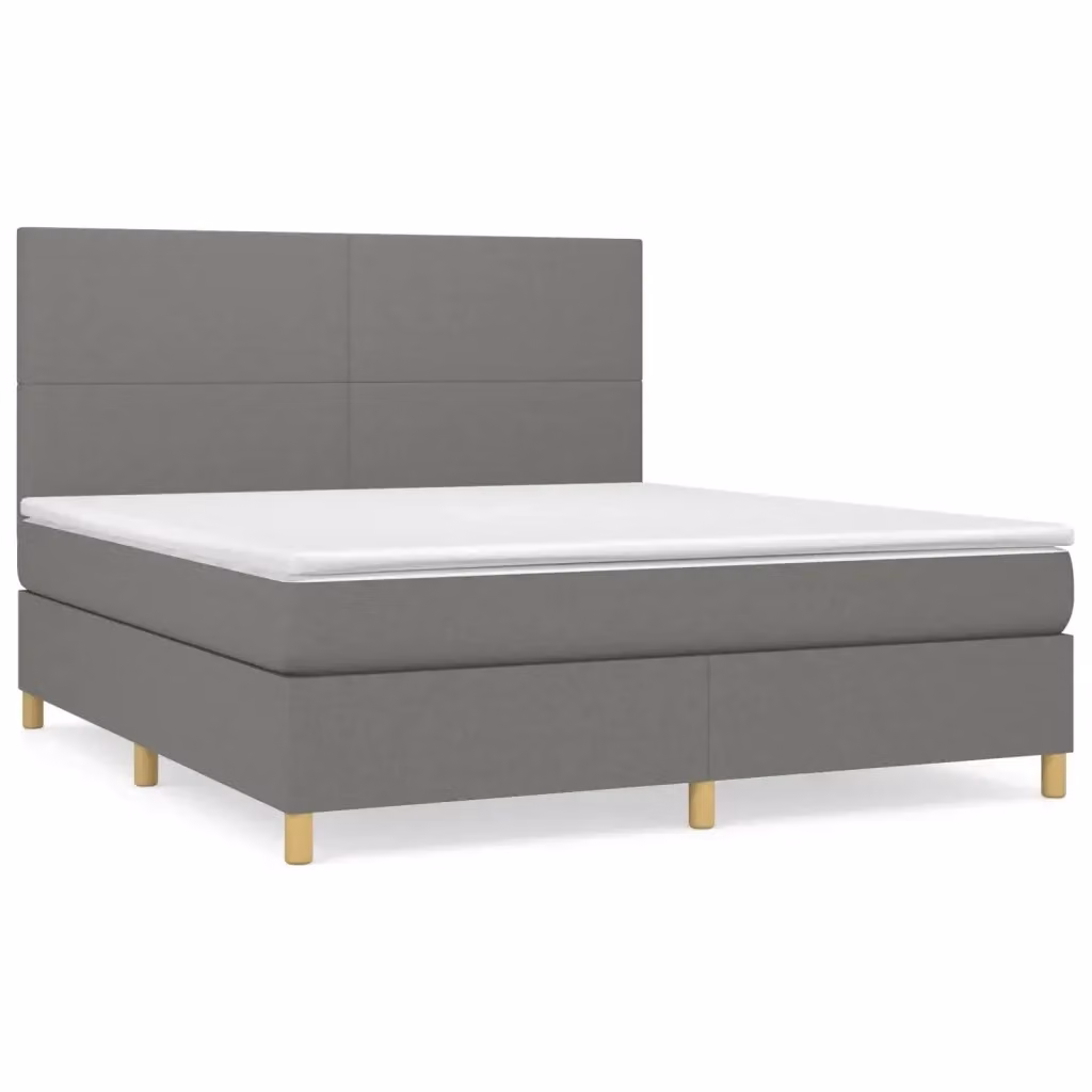 Letto Ibrido con Giroletto a Molle e Materasso vidaXL Grigio e Bianco L/P/H: 160 x 200 x 128 cm – 2