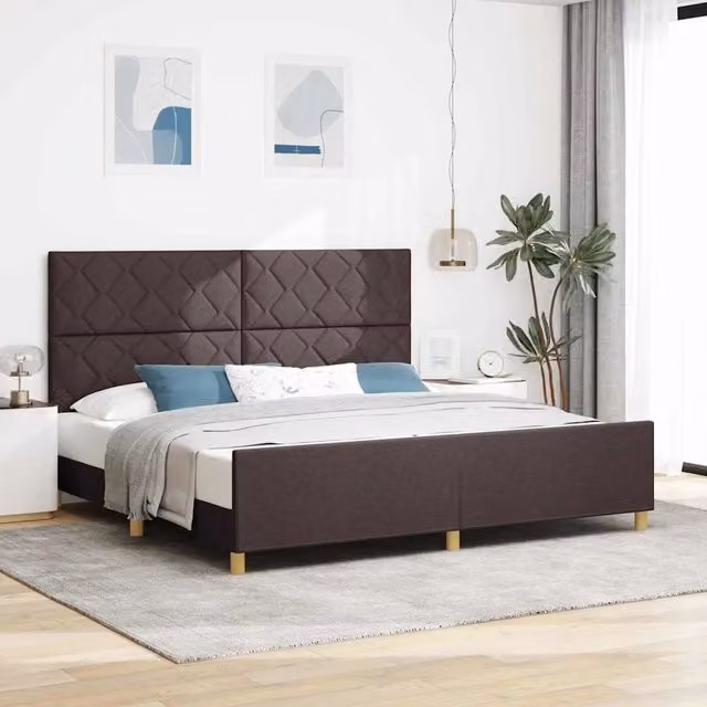 Struttura del letto imbottita vidaXL in tessuto marrone con base in legno di pino L/P/H: 200 x 200 x 33 cm