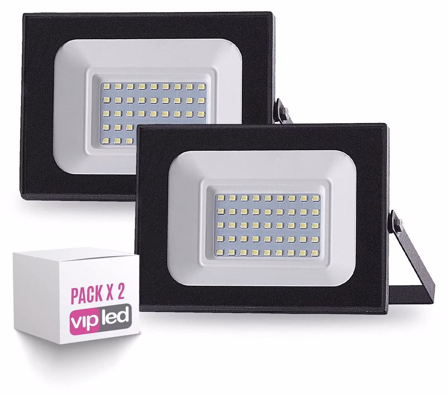 Confezione da 2 faretti LED da esterno, grado di protezione IP65, 30W, 2400 lumen, 4000K
