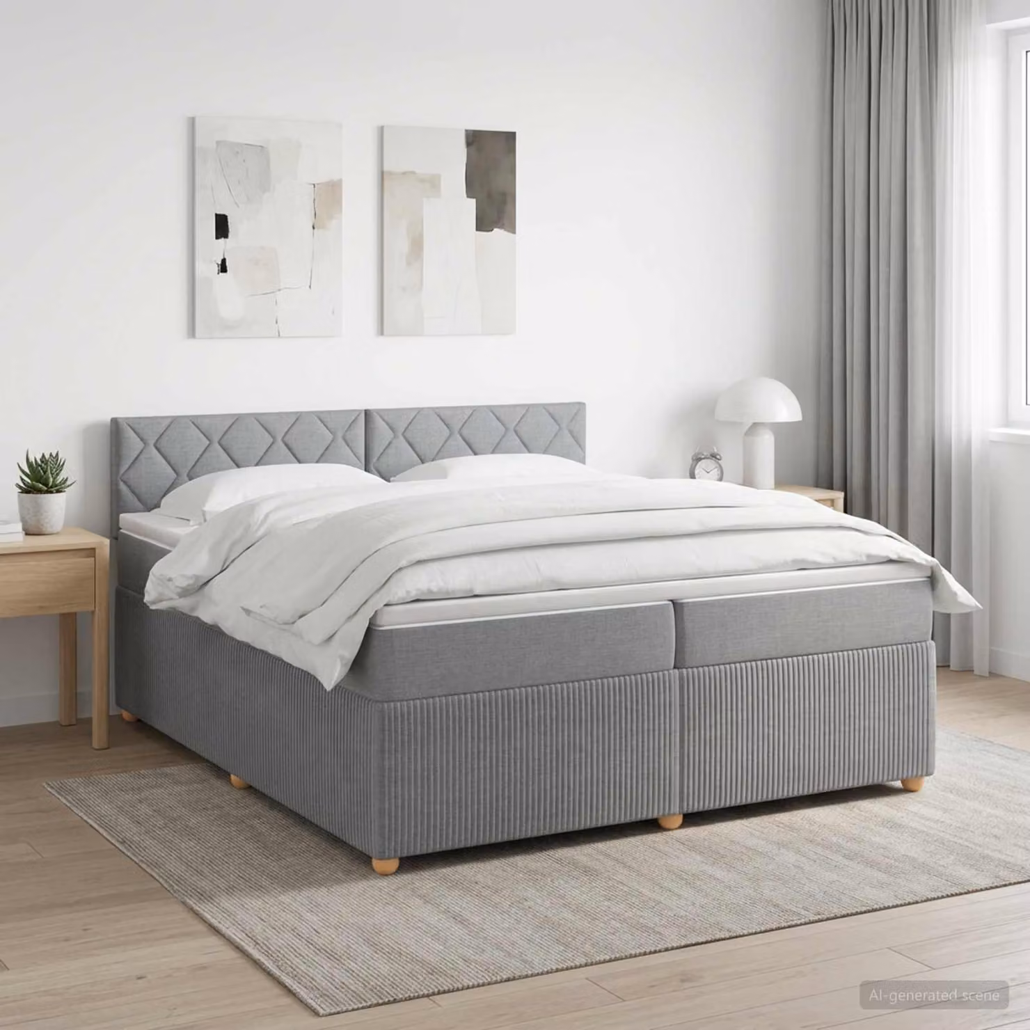 Letto box spring con materasso vidaXL Grigio Chiaro e Bianco L/P: 200 x 200 cm