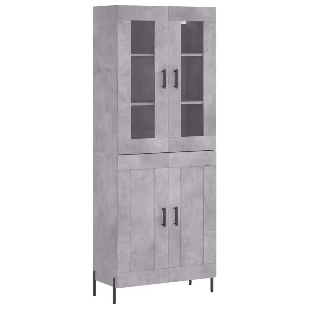 Credenza moderna vidaXL in legno e vetro con ante a battente, colore grigio, L: 69,5 cm, P: 34,0 cm, H: 180,0 cm – 2