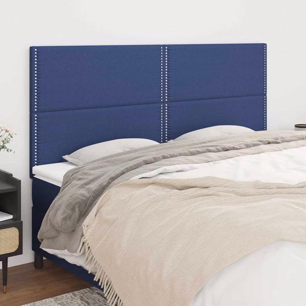 Testiera per letto imbottita vidaXL in tessuto blu con struttura in legno di larice L: 200 cm, P: 5 cm, H: 118/128 cm