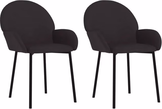 Set di 2 sedie da pranzo e cucina moderne in similpelle nera con braccioli e struttura in metallo – 1