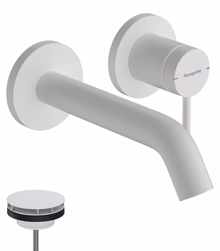 hansgrohe Tecturis S : robinetterie de lavabo monocommande, modèle encastré pour montage mural, EcoSmart+, portée 165 mm, 73350700, 73350700