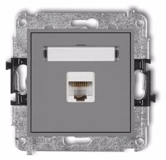 Connettore singolo per computer, 1xRJ45, categoria 5e, 8 poli, grigio opaco, modello 27MGK-1