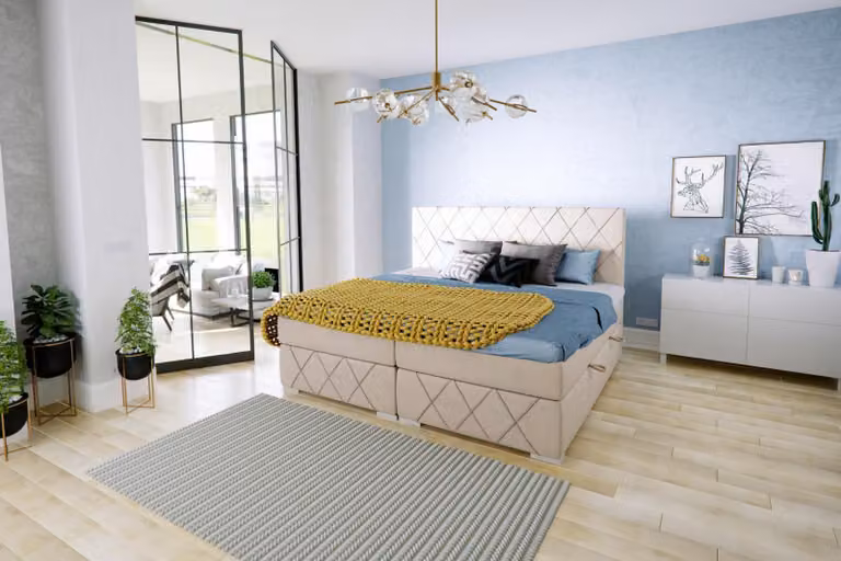 Boxspring Bett Komplett Set Doppel Matratze Topper Betten Funktion Kasten Hotel