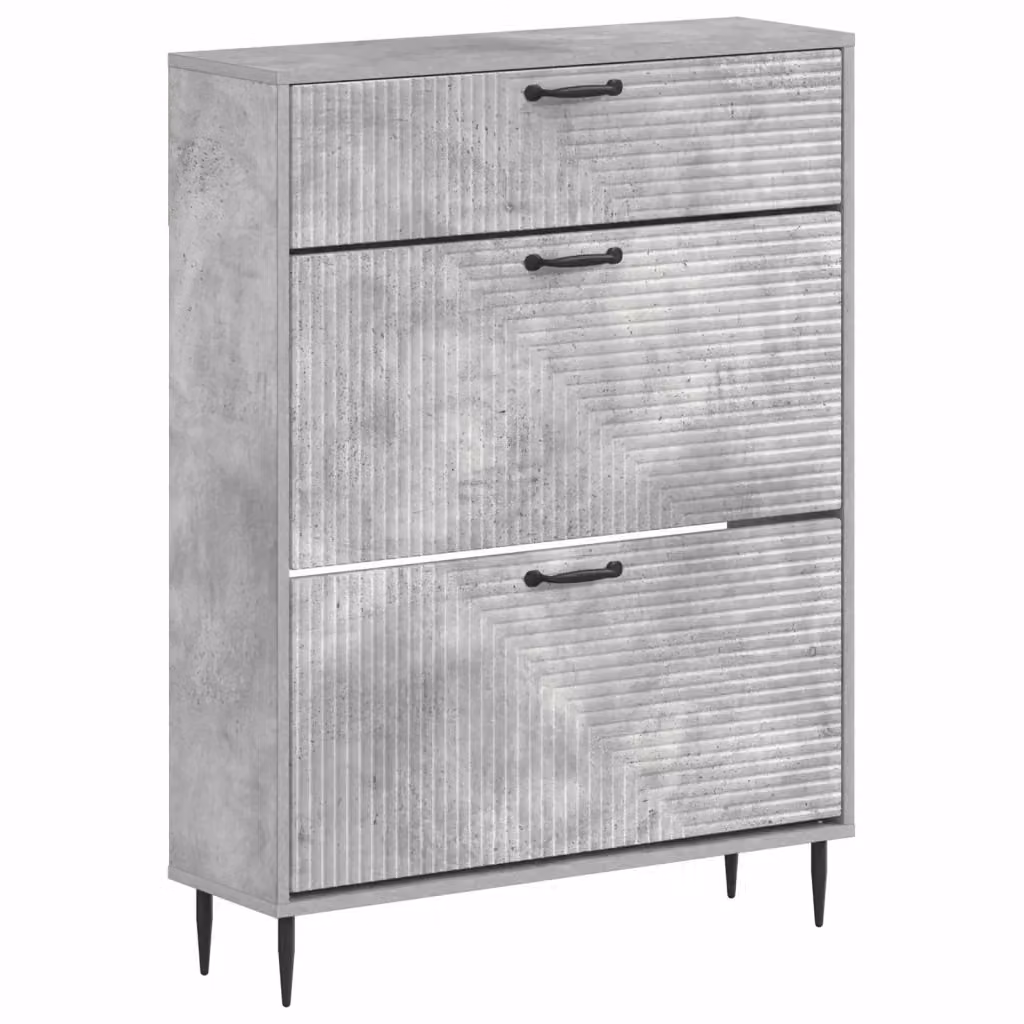 Mobile porta scarpe moderno vidaXL in MDF e metallo, nero o grigio, da appendere al muro, L: 78 cm, P: 24 cm, H: 103 cm – 2