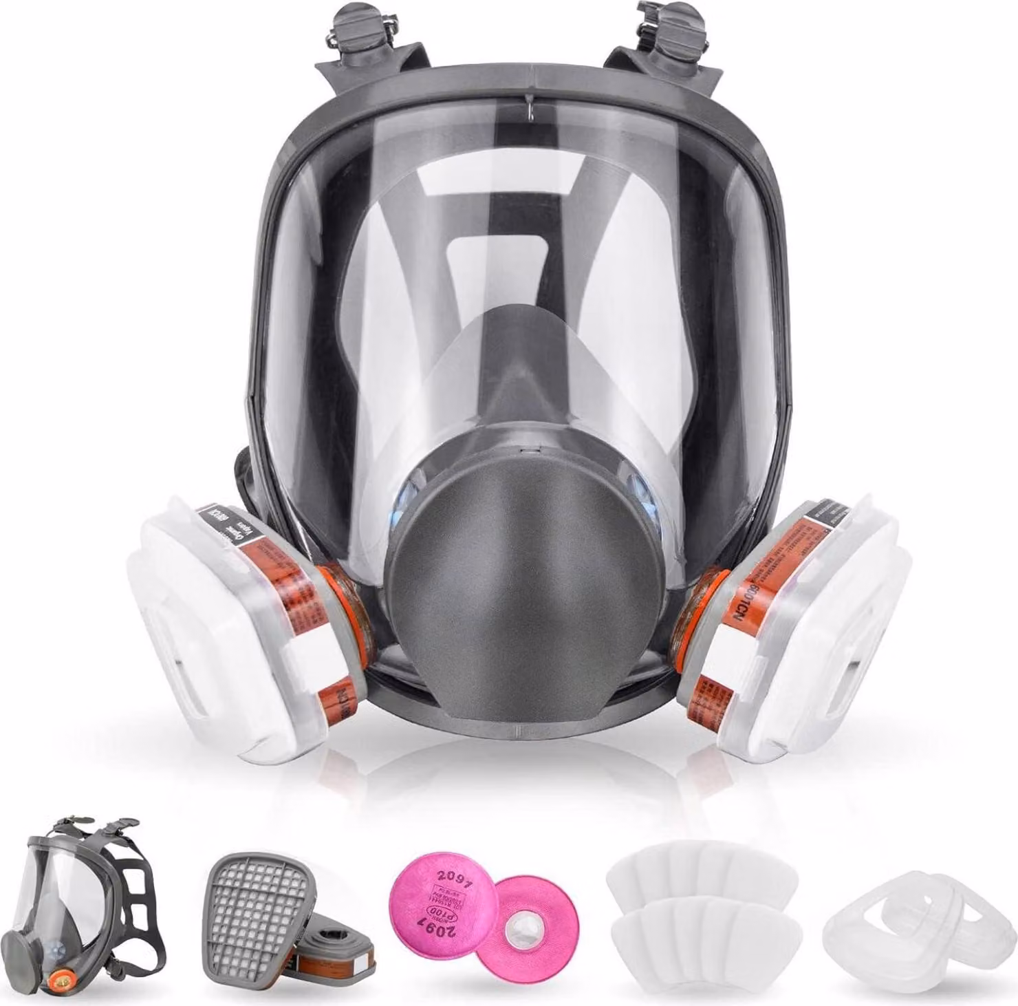 Respiratore a pieno facciale con filtro e set di accessori, per saldatura, spruzzatura, smerigliatura