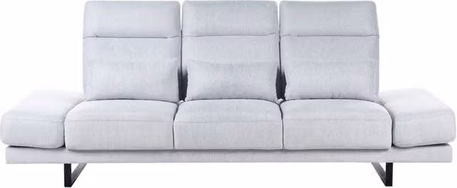 Divano moderno a 3 posti con Rivestimento in poliestere grigio chiaro e Gambe in acciaio soggiorno elegante