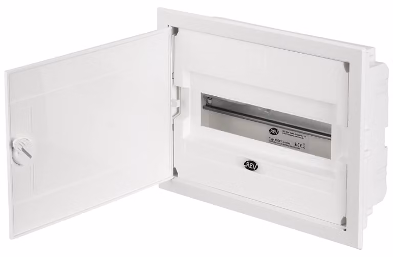 Piccolo quadro elettrico da incasso con sportello, a 1 fila, bianco