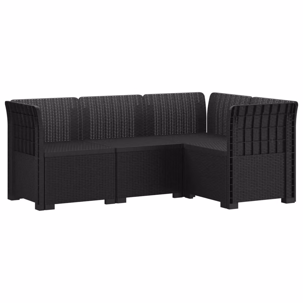 Divano da giardino angolare a L vidaXL in rattan antracite con cuscini inclusi – 2