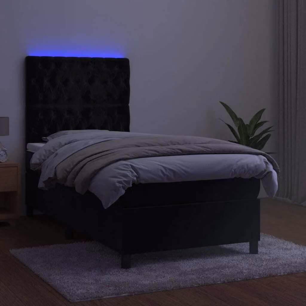 Maison Exclusive - Letto a Molle con Materasso e LED Nero 80x200 cm in Velluto