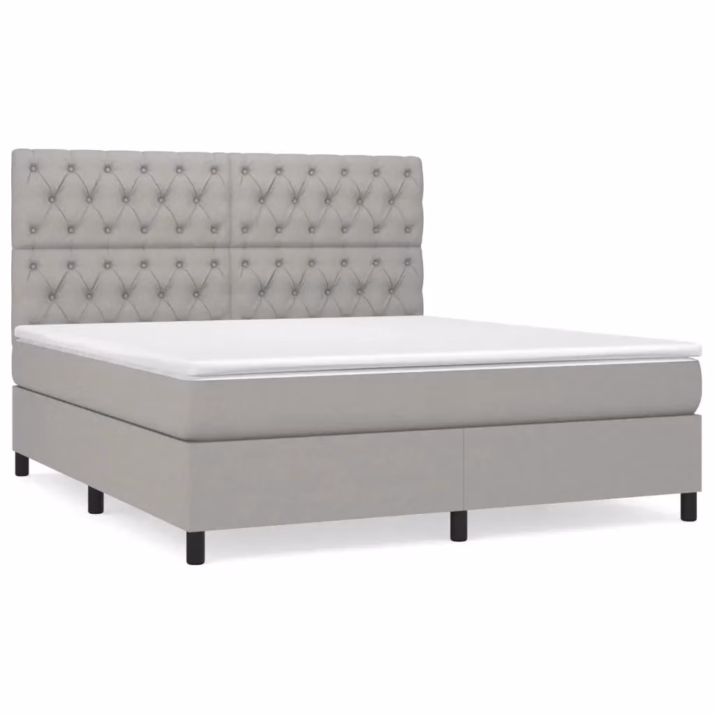 Letto Ibrido con Giroletto a Molle e Materasso vidaXL Grigio Chiaro e Bianco L/P/H: 160 x 200 x 128 cm – 2
