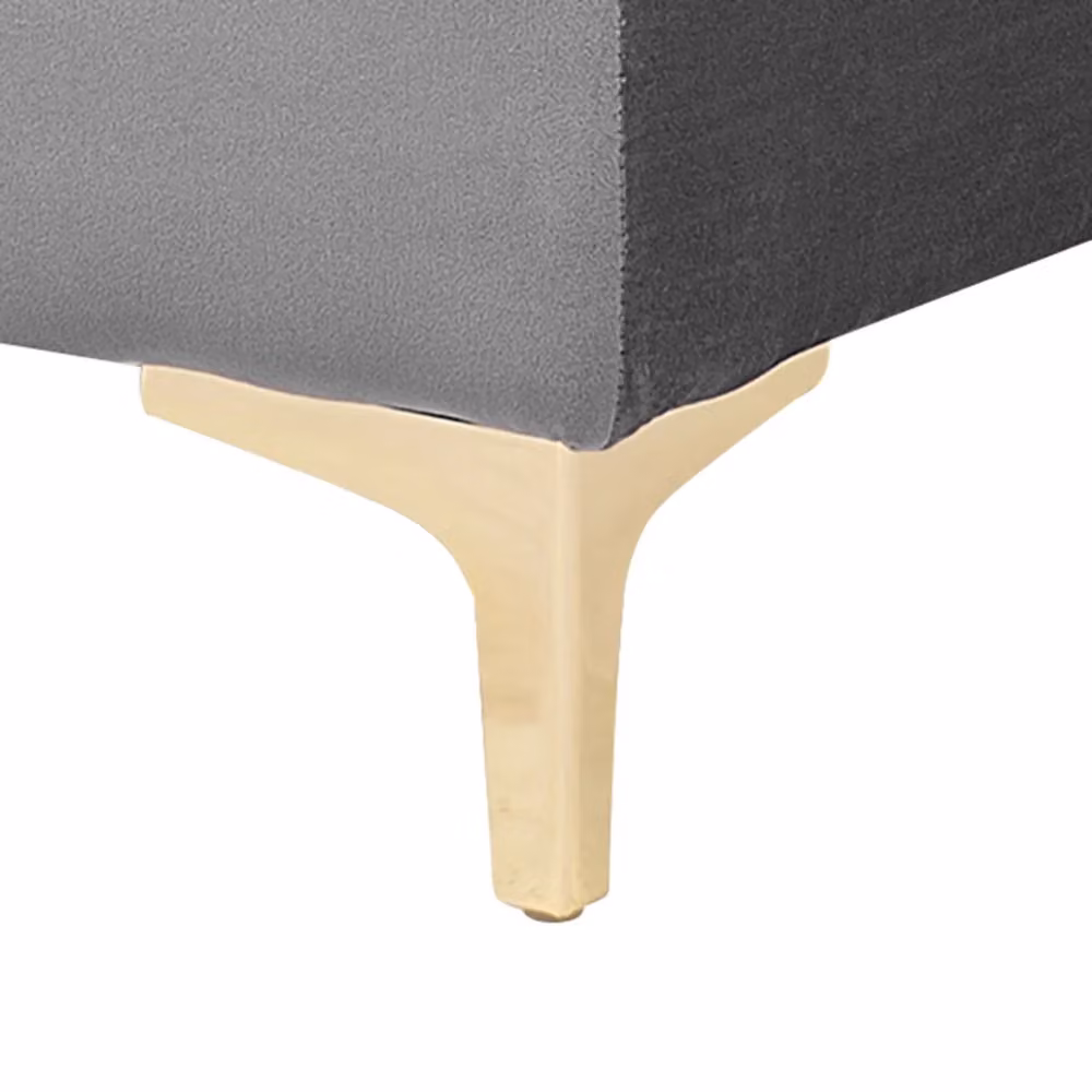 Pouf ottomana Beliani in velluto grigio con gambe dorate per soggiorno moderno, forma rettangolare – 2