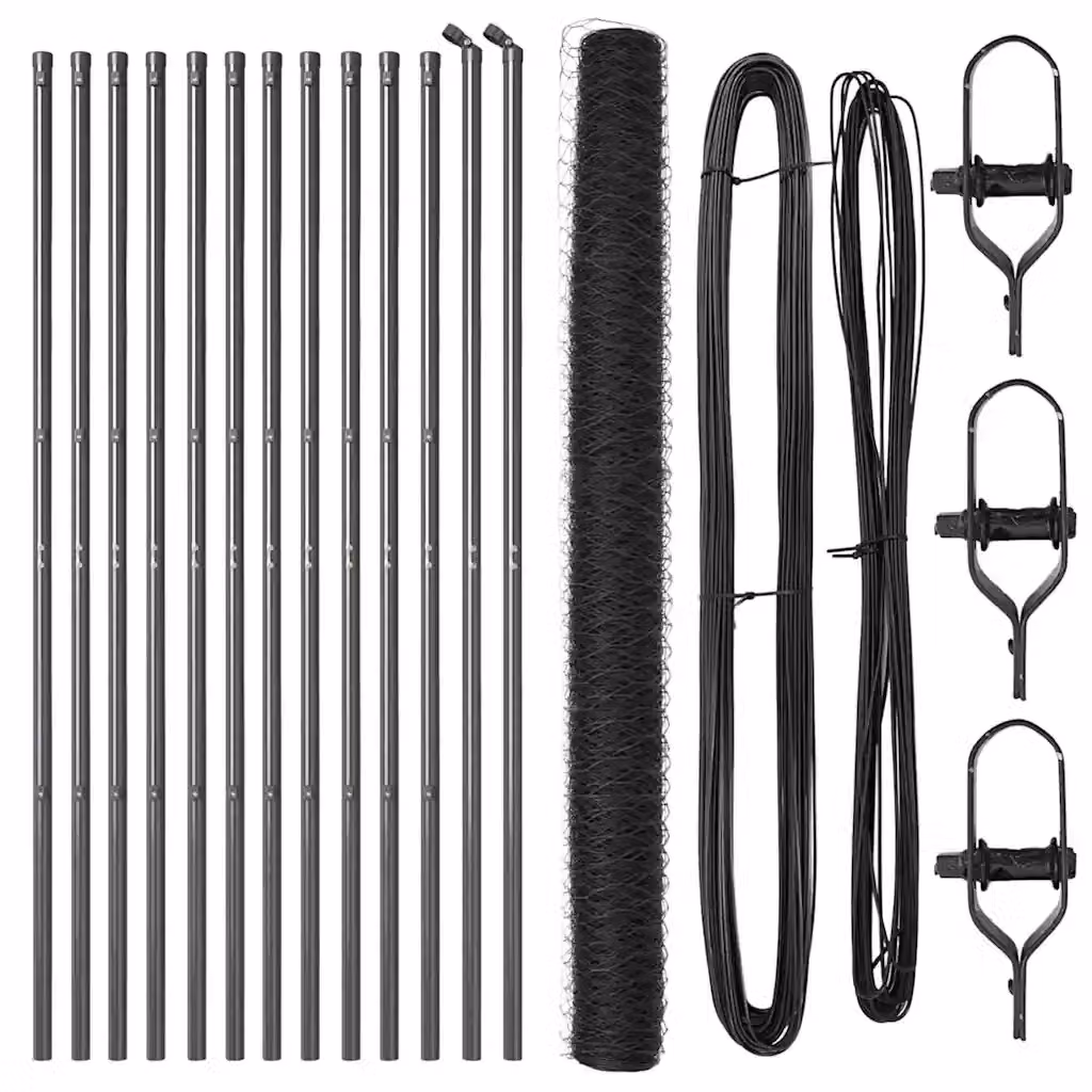 Recinzione in rete metallica VIDAXL in acciaio grigio con pali rotondi, L: 25 m, H: 1,5 m, maglia 50 mm – 2