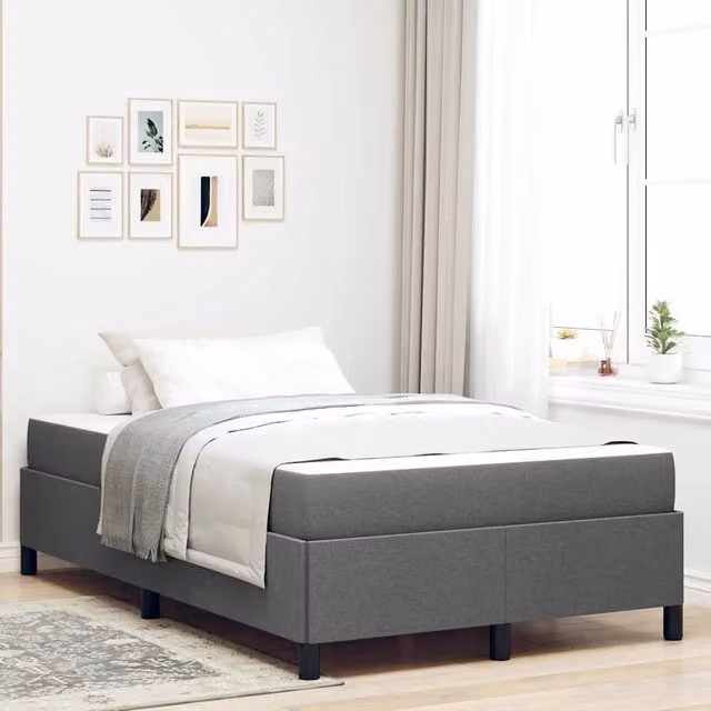 Letto a molle moderno vidaXL in tessuto grigio con struttura in legno e doghe fisse L: 120 cm, P: 200 cm