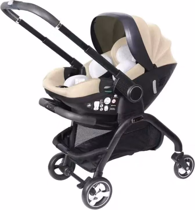 Carrozzina per bambini, design compatto, navicella leggera per bambini, colore caffè
