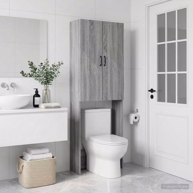 Mobiletto da bagno moderno vidaXL HAARLEM Sonoma grigio, L: 66 cm, P: 25,5 cm, H: 190 cm