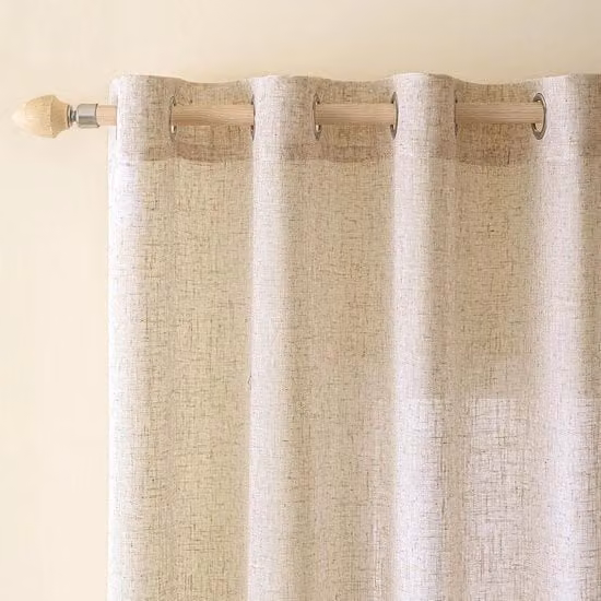 Set di 2 tende voile effetto lino semi-trasparenti con occhielli, colore bianco, L: 140 cm, H: 225 cm