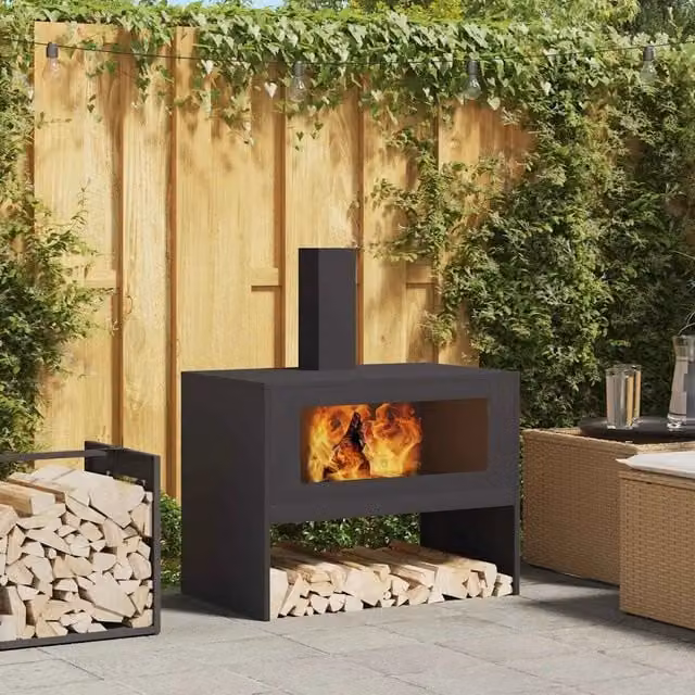 Focolare Nero 80 x 50 x 96 cm Acciaio laminato a freddo 858936